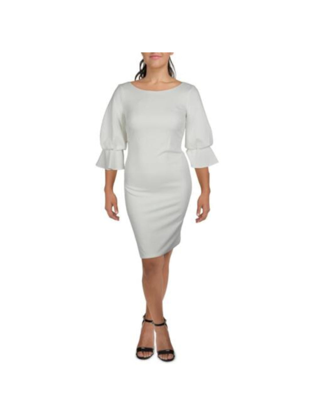 CALVIN KLEIN Womens White Zippered Lined V-back Bell Sleeve Round Neck –  Bobbi + Bricka