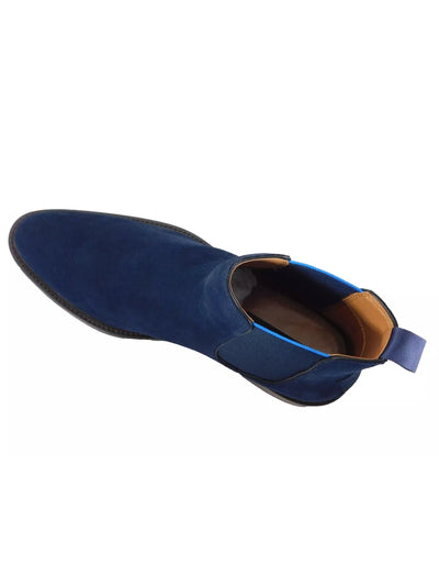 STEVE MADDEN Mens Navy Back Pull-Tab Goring Padded Bronn Almond Toe Block Heel Slip On Leather Chelsea Boot 10.5 M