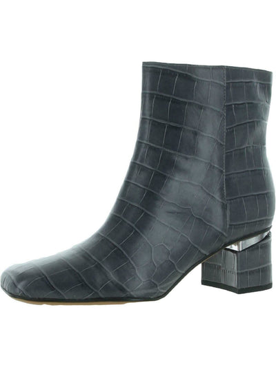 FRANCO SARTO Womens Gray Heel Accent Cushioned Square Toe Block Heel Zip-Up Dress Booties 6