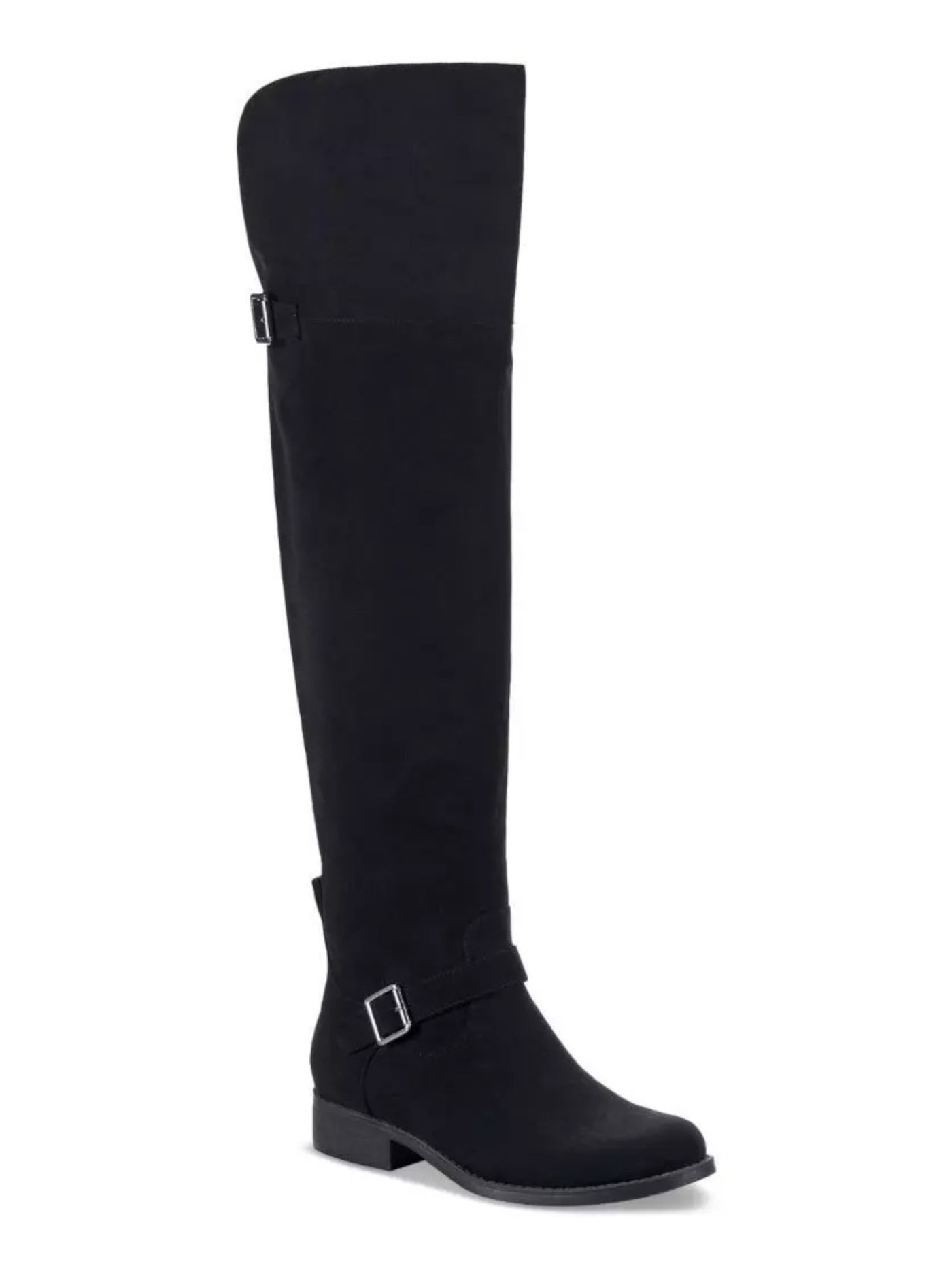 SUN STONE Womens Black Cushioned Heel Pull-Tab Buckle Accent Goring Anyaa Round Toe Block Heel Zip-Up Boots Shoes 7.5 M WC
