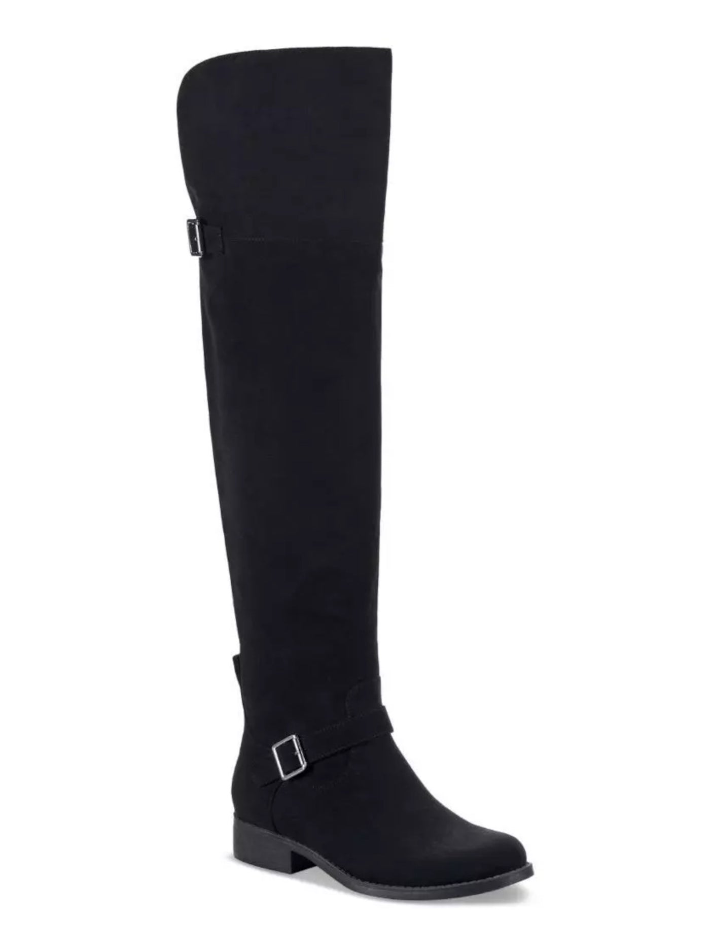 SUN STONE Womens Black Cushioned Heel Pull-Tab Buckle Accent Goring Anyaa Round Toe Block Heel Zip-Up Boots Shoes 7.5 M
