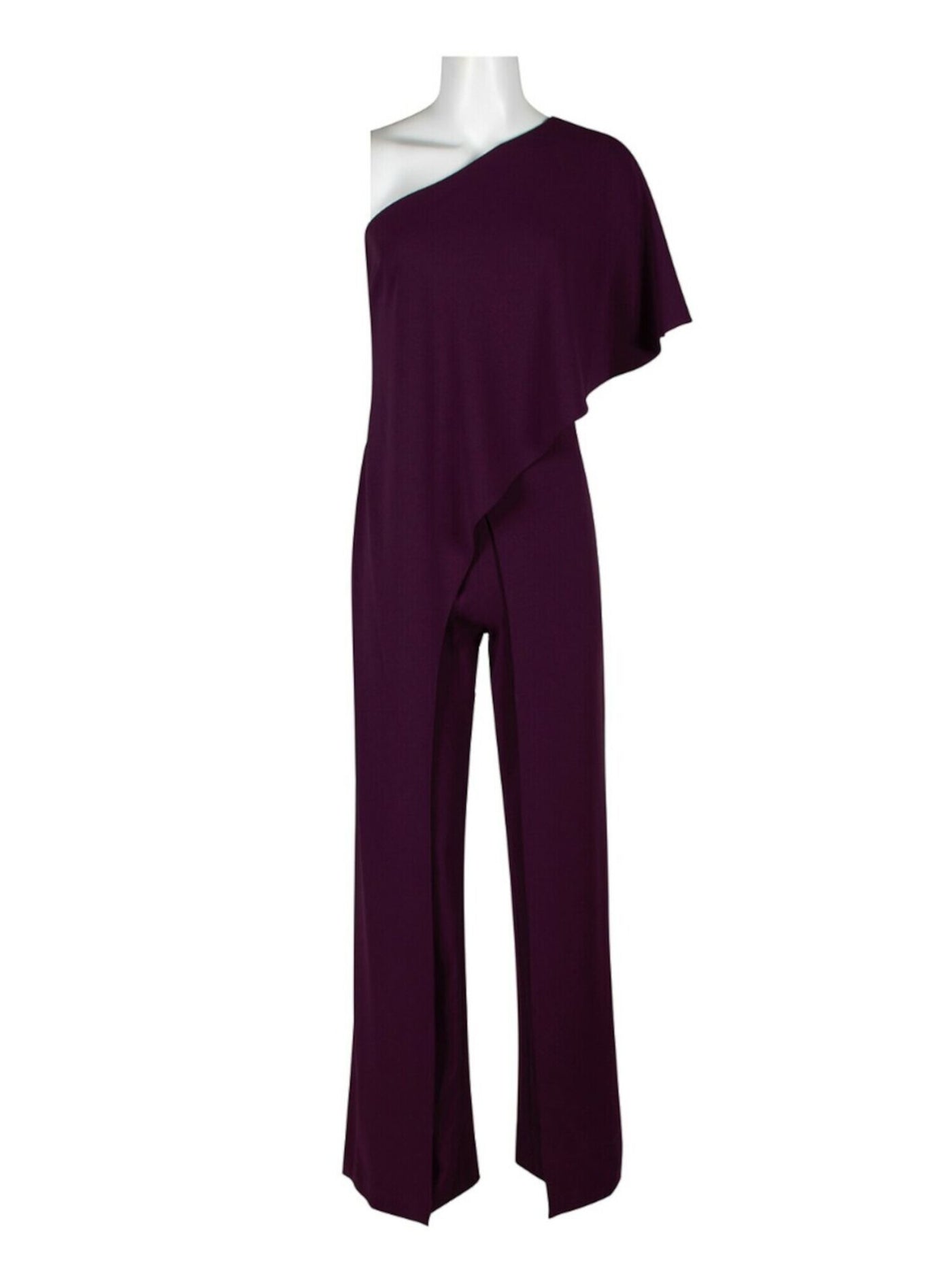 ADRIANNA PAPELL Womens Purple Kimono Sleeve Asymmetrical Neckline Evening Wide Leg Jumpsuit 6
