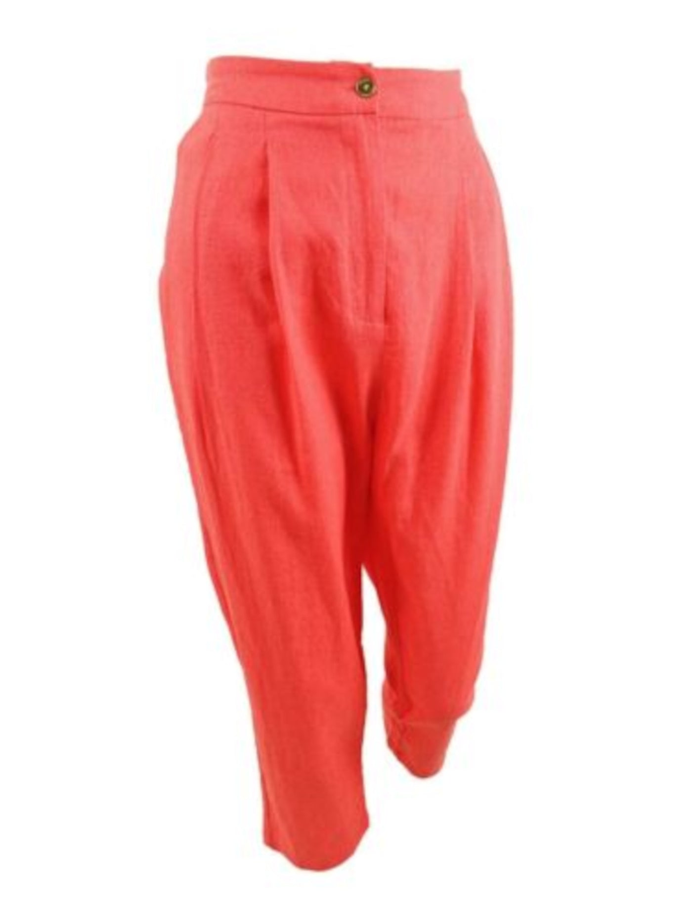 MICHAEL MICHAEL KORS Womens Coral Pleated Pocketed Zippered Tapered Straight leg Pants 0