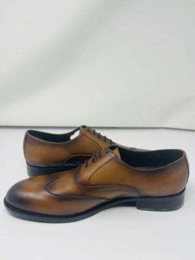 DYLAN GRAY Mens Brown Fresco Round Toe Block Heel Lace-Up Leather Oxford Shoes 8.5 M