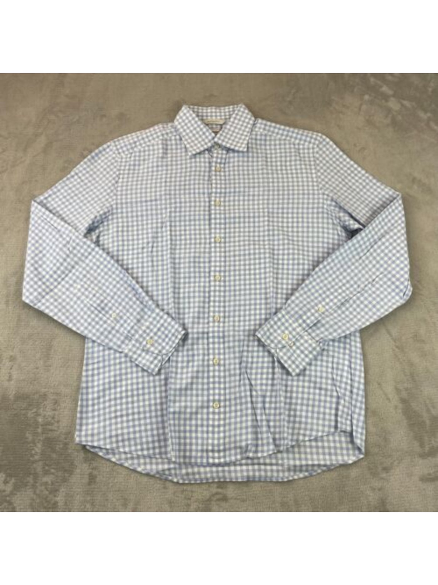 SUITSUPPLY Mens Gray Check Long Sleeve Collared Slim Fit Button Down Shirt 16L