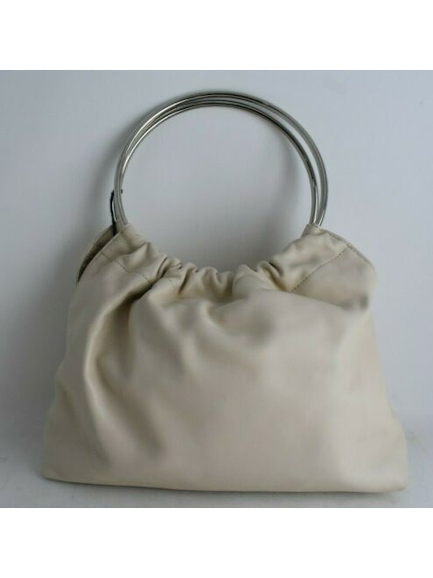 Little Liffner Women's Ivory Leather Double Flat Strap Handbag Purse