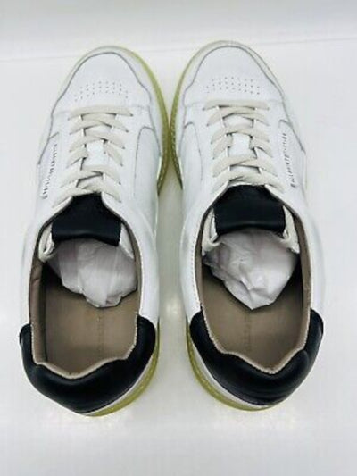 ALLSAINTS Mens White Distressed Comfort Alton Round Toe Platform Lace-Up Leather Athletic Sneakers Shoes 41