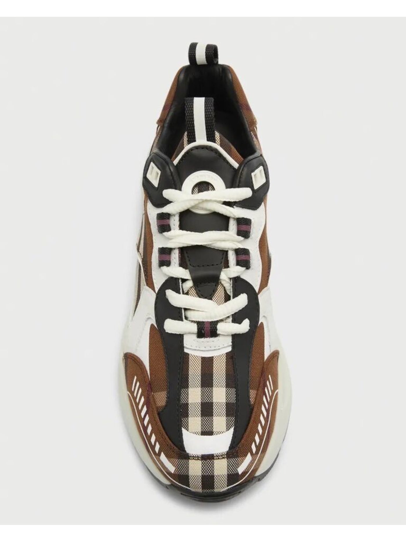 BURBERRY Womens Brown Plaid 1" Platform Sean Round Toe Wedge Lace-Up Sneakers Shoes