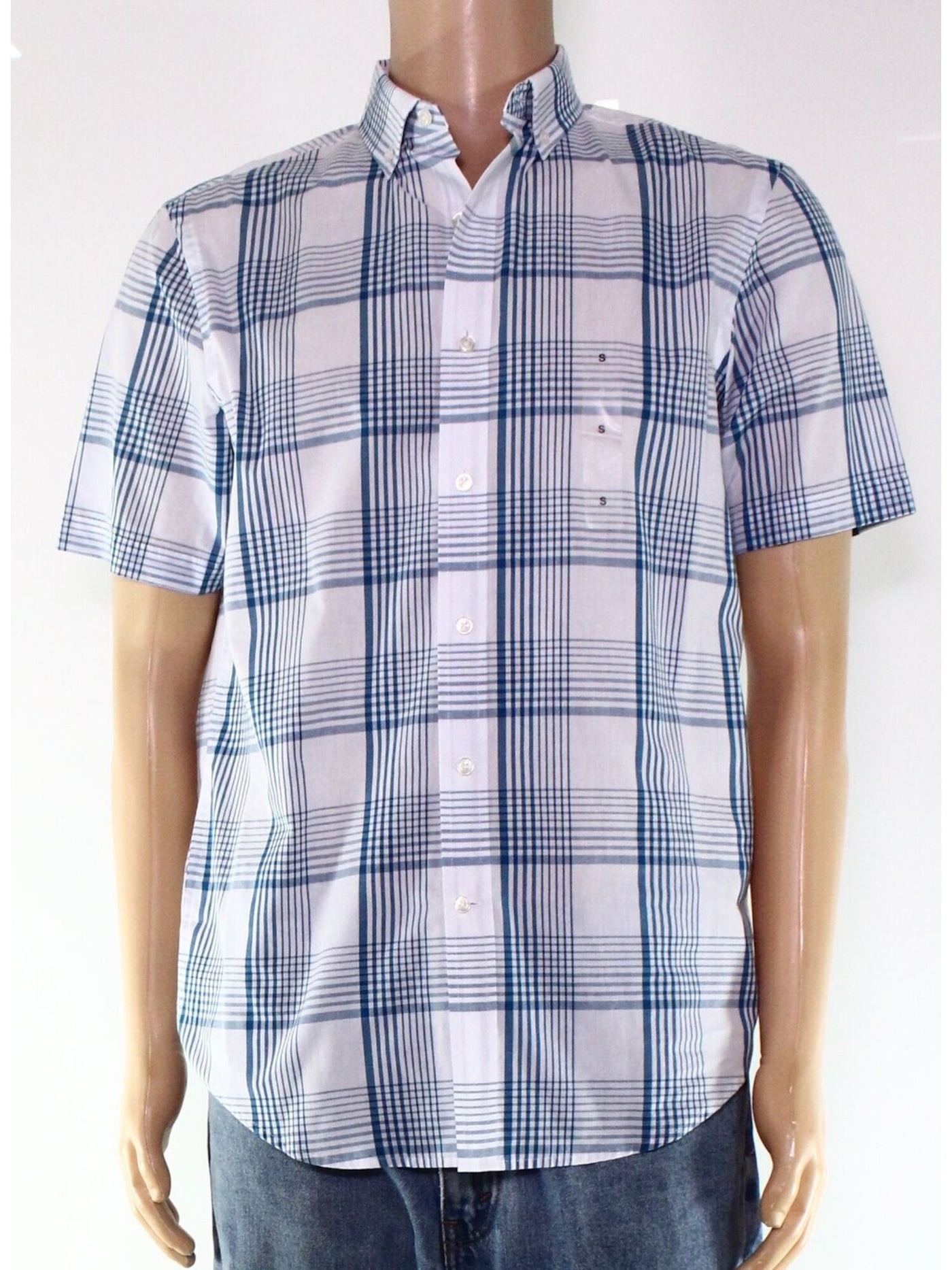 CLUBROOM Mens Blue Printed Classic Fit Button Down Casual Shirt XXL