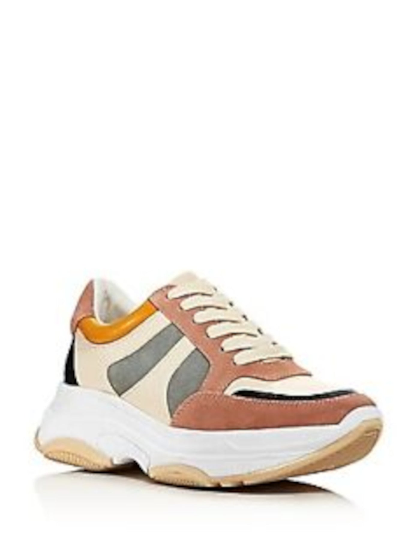 AQUA Womens Blush Multi Pink Mixed Media 1" Platform Cushioned Ike Round Toe Lace-Up Leather Athletic Sneakers 6.5