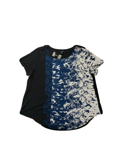 ALFANI Womens Teal Stretch Printed Short Sleeve Scoop Neck T-Shirt L