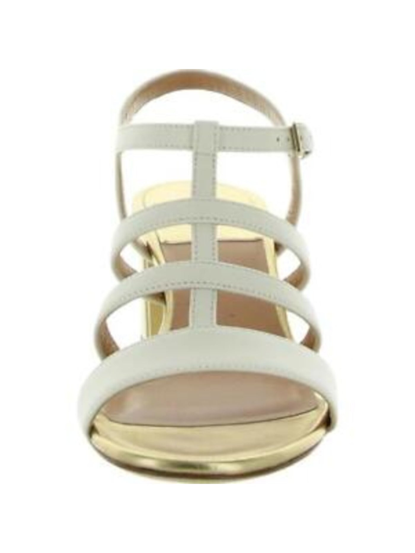 LAURENCE DACADE Womens Ivory Strappy Luca Round Toe Block Heel Buckle Leather Dress Sandals Shoes 36