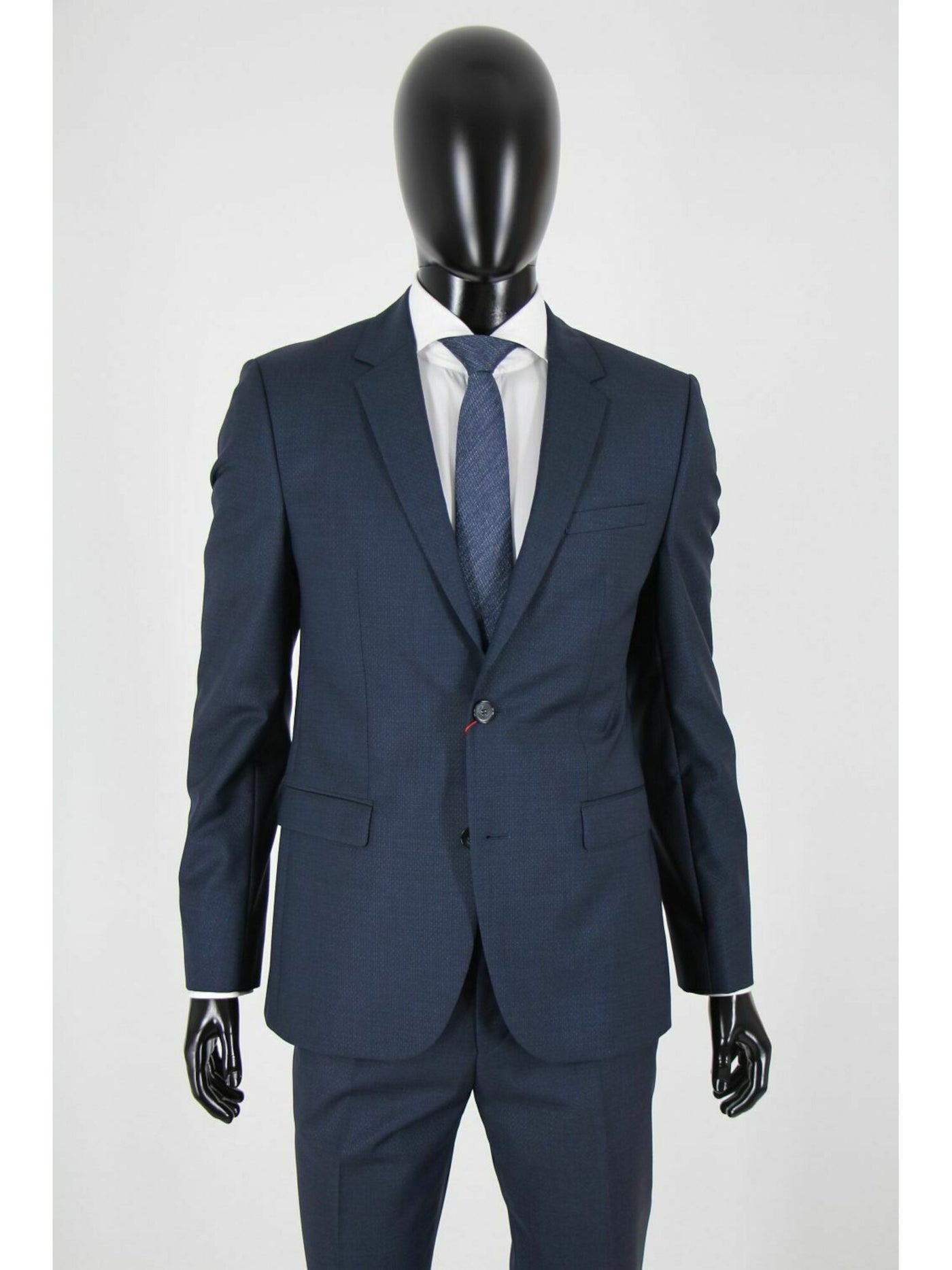 HUGO BOSS Mens Navy Single Breasted, Extra Slim Fit Wool Blend Suit Separate Blazer Jacket 46R