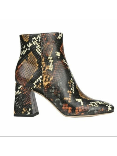 CIRCUS By Sam Edelman Womens Black Snake Print Side Gores Cushioned Polly Square Toe Block Heel Dress Booties 7.5