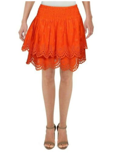 INC Womens Lace Smocked Mini Ruffled Skirt