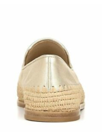 VINCE. Womens Gold Woven Raffia Padded Jalen Almond Toe Slip On Leather Loafers Shoes 9.5