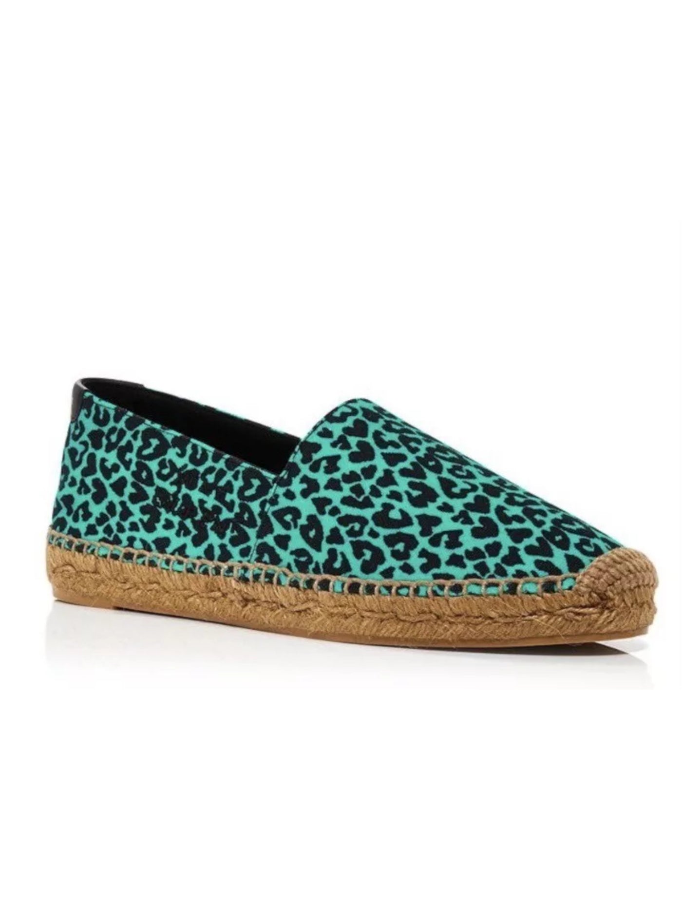 SAINT LAURENT Womens Aqua Animal Print Round Toe Slip On Espadrille Shoes 36.5