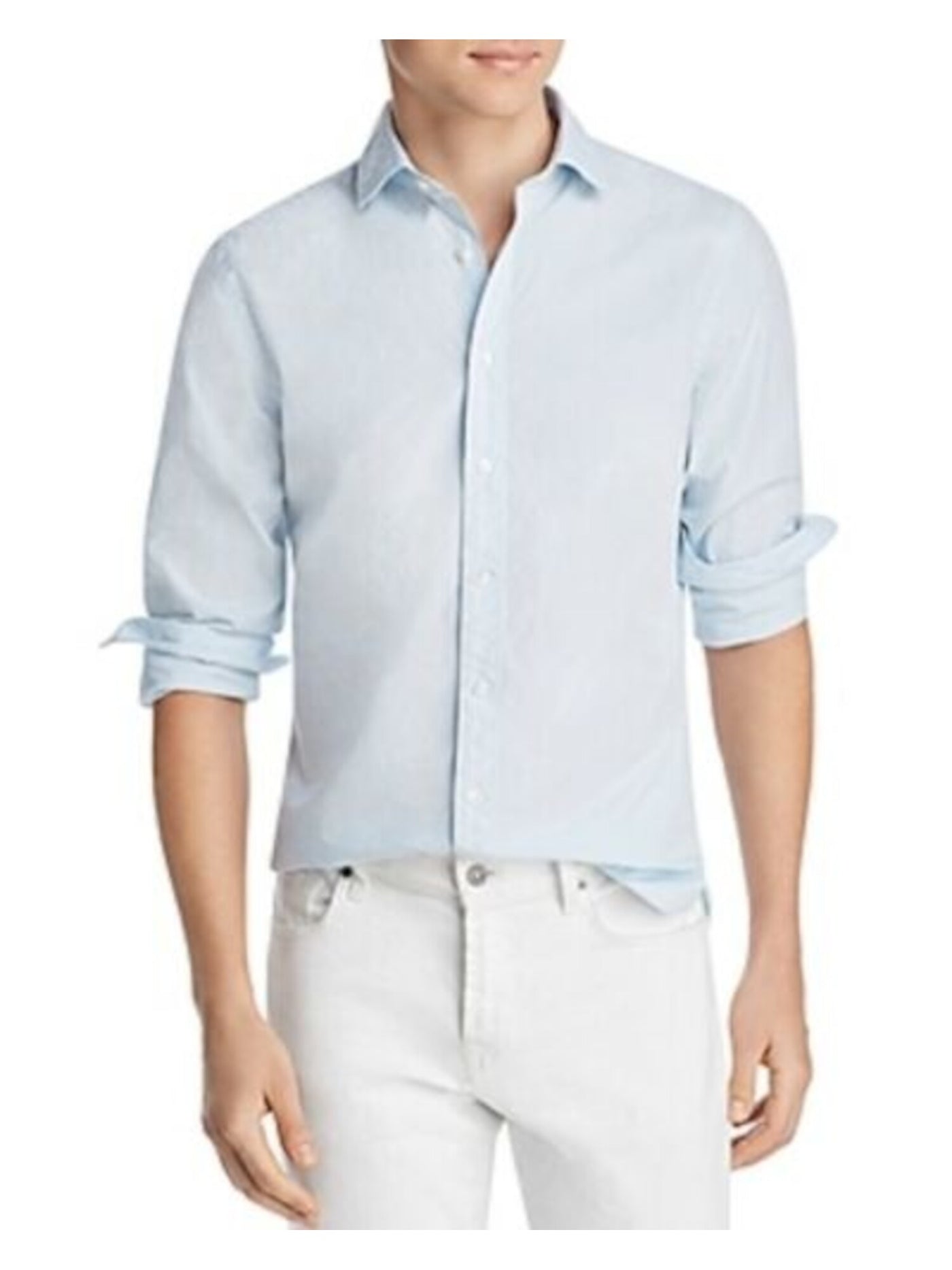 The Mens store Mens Aqua Long Sleeve Slim Fit Button Down Casual Shirt M