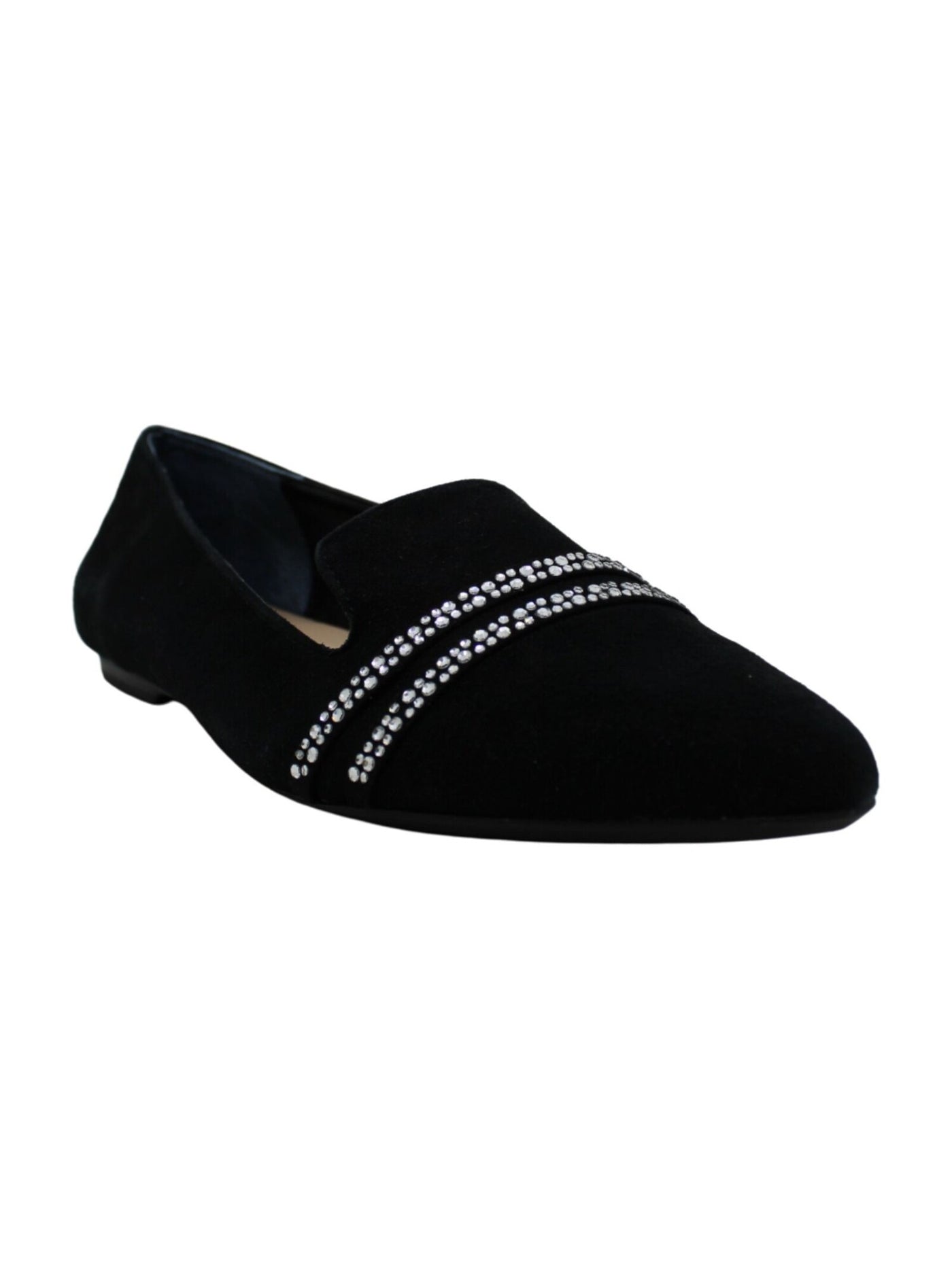 ALFANI Womens Black Step 'N Flex Technology Rhinestone Poee Pointed Toe Slip On Leather Loafers Shoes 6.5 M