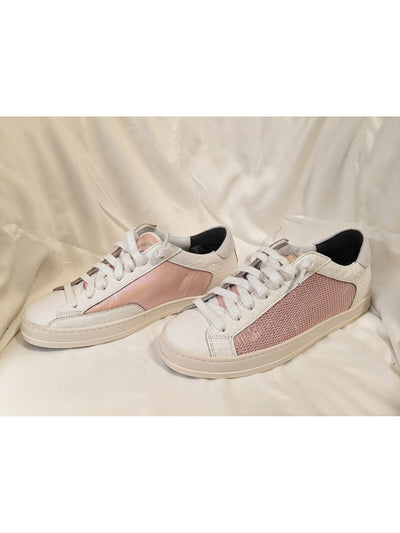 P448 Womens Pink Iridescent Comfort Removable Insole Breathable John Round Toe Platform Lace-Up Athletic Sneakers Shoes 40