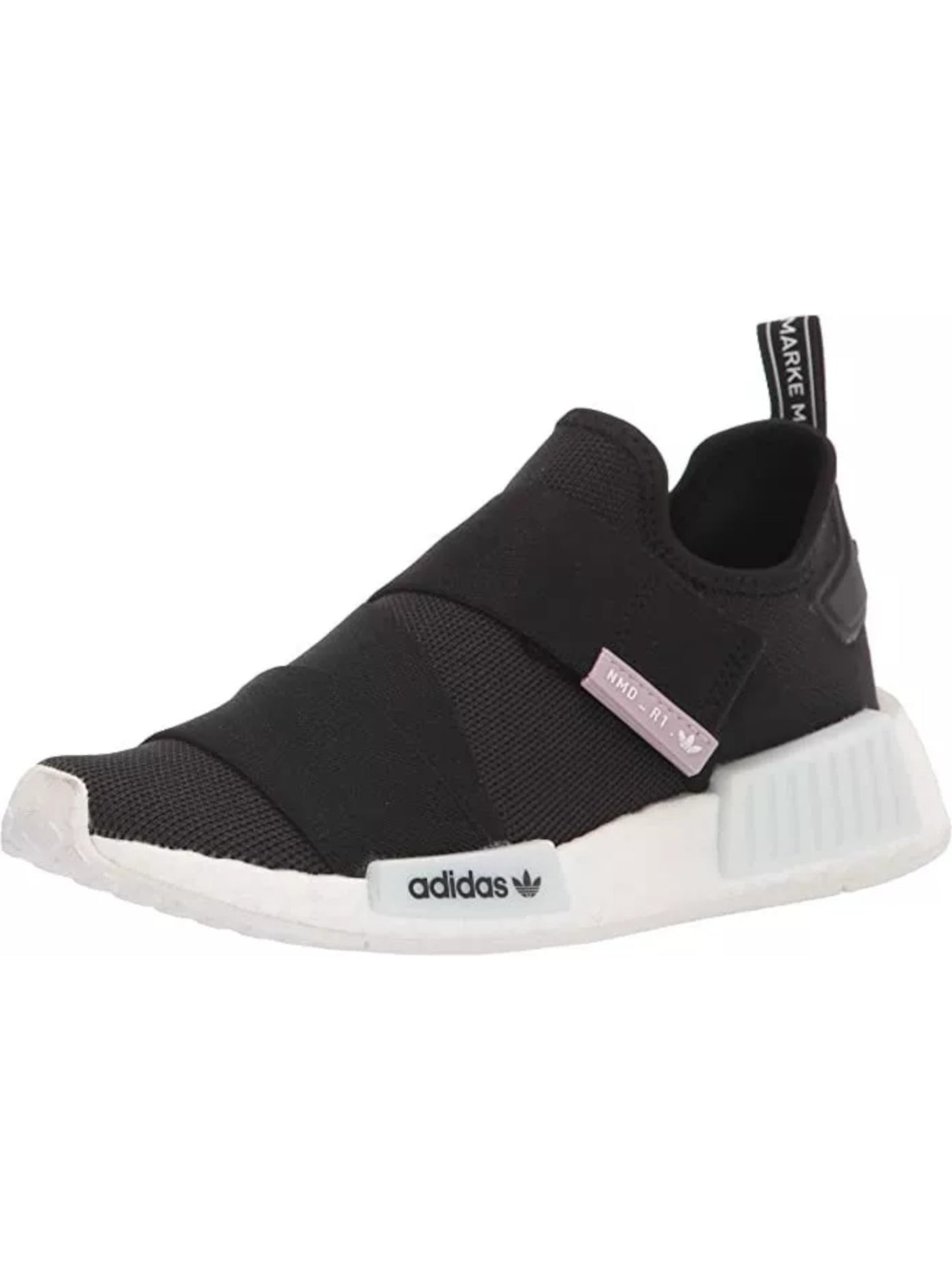 ADIDAS Womens Black Mixed Media Elastic Crisscross Straps Back Pull-Tab Padded Nmd R1 Round Toe Wedge Sneakers Shoes 9.5