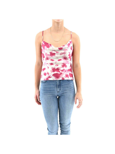 Q+A Los Angeles Womens Pink Tie Dye Spaghetti Strap Cowl Neck Tank Top Size: XL