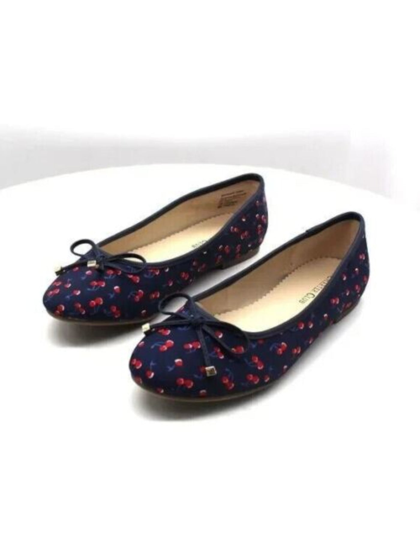 CHARTER CLUB Womens Navy Cherries Bow Accent Comfort Kaii Round Toe Slip On Ballet Flats 9 M