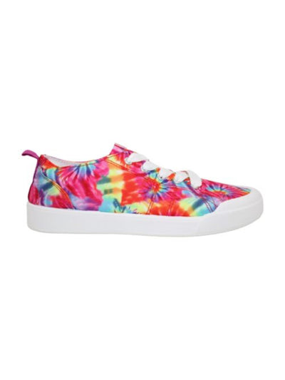 SUGAR Womens Pink Tie Dye Cushioned Festival Round Toe Platform Lace-Up Athletic Sneakers Shoes 10 M