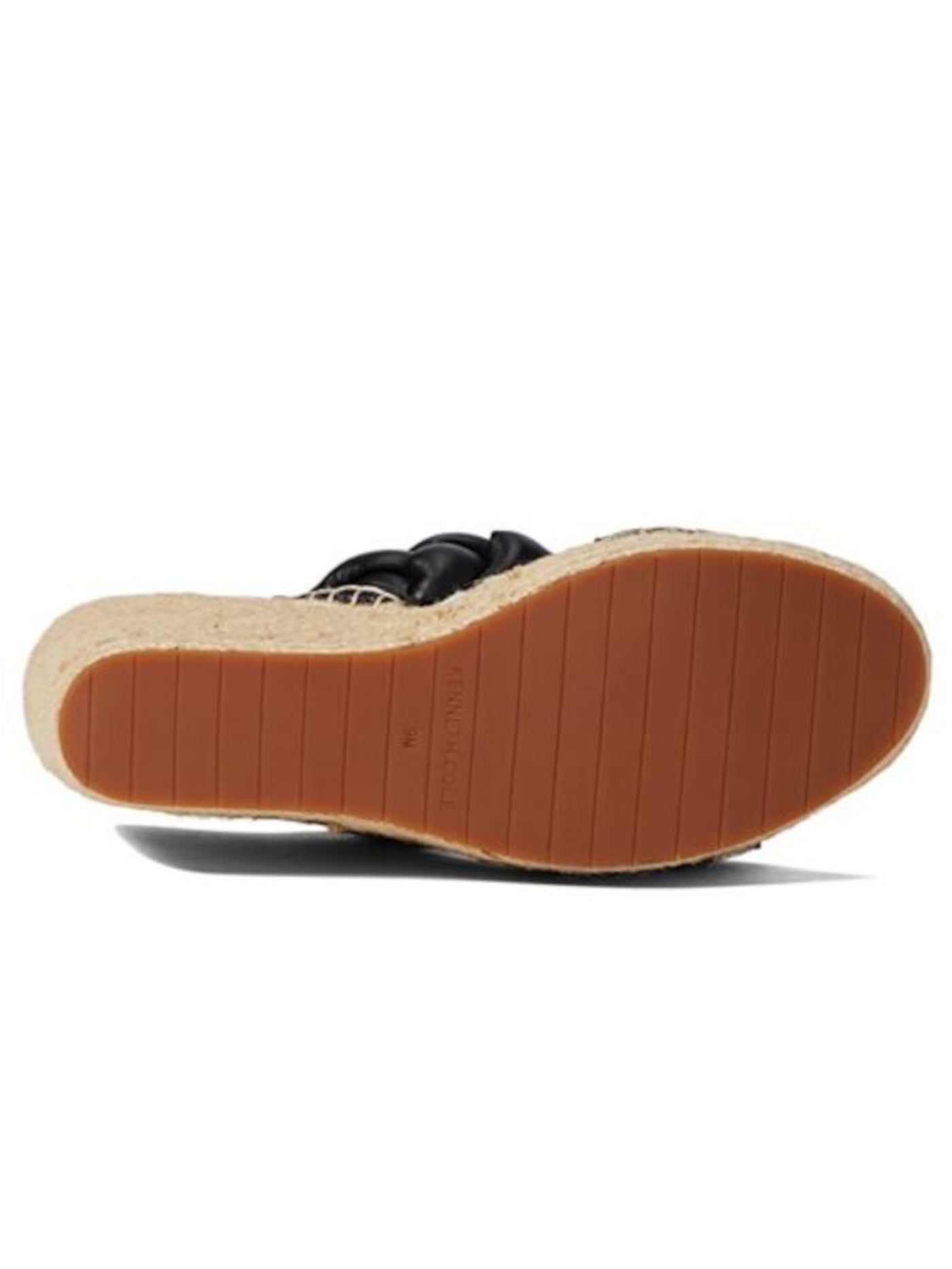 KENNETH COLE Womens Black 1-1/2" Platform Braided Comfort Olivia Round Toe Wedge Slip On Espadrille Shoes M