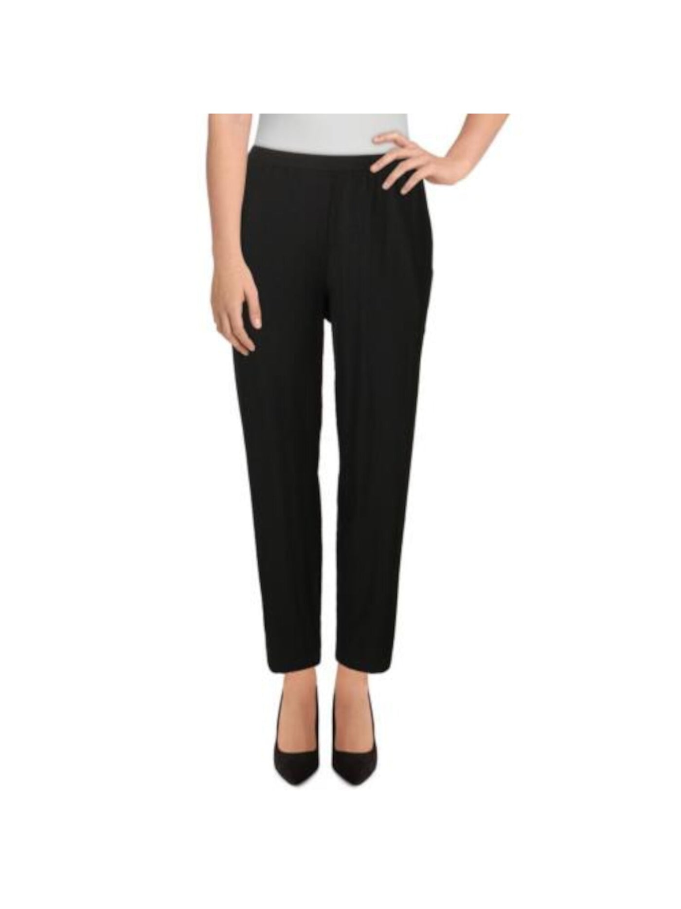 EILEEN FISHER Womens Black Stretch Zippered Tapered Ankle Pants Wear To Work Pants M