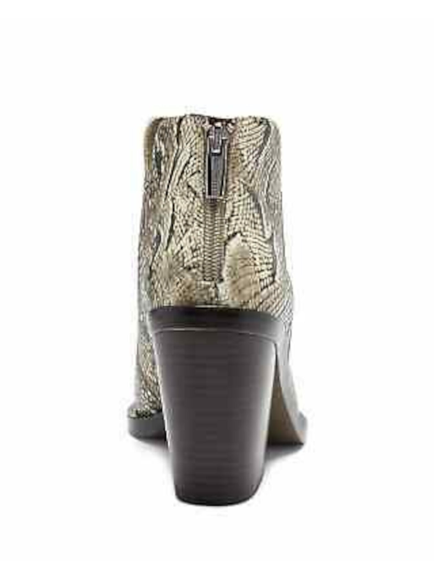 VINCE CAMUTO Womens Beige Snake V Cutouts Comfort Gradesha Square Toe Block Heel Zip-Up Leather Dress Booties M