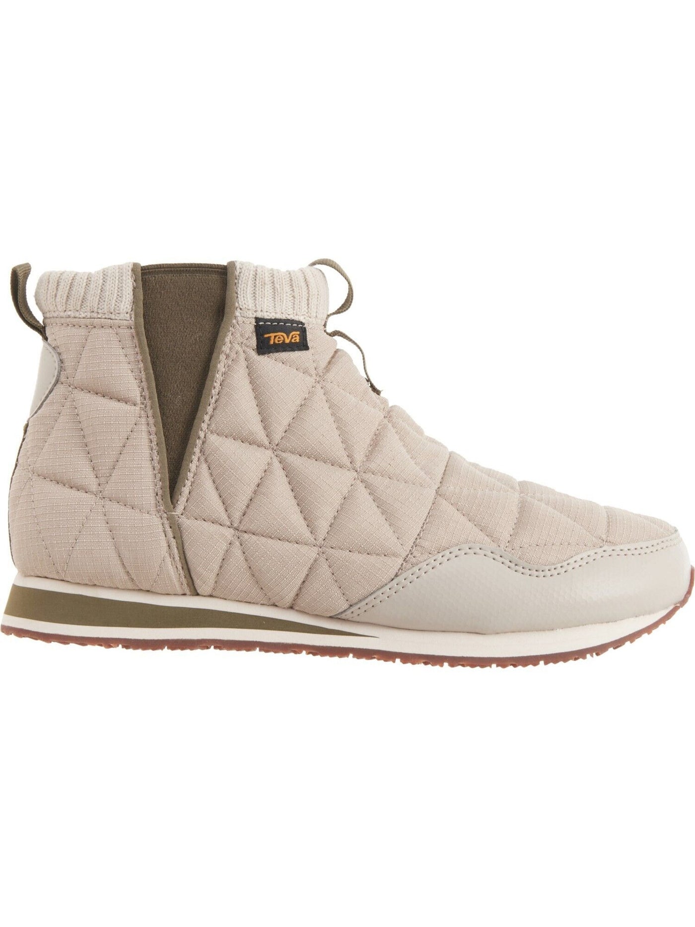 TEVA Womens Beige Mixed Media Quilted Antimicrobial Cushioned Pull-Tabs Goring Arch Support Reember Round Toe Booties 10