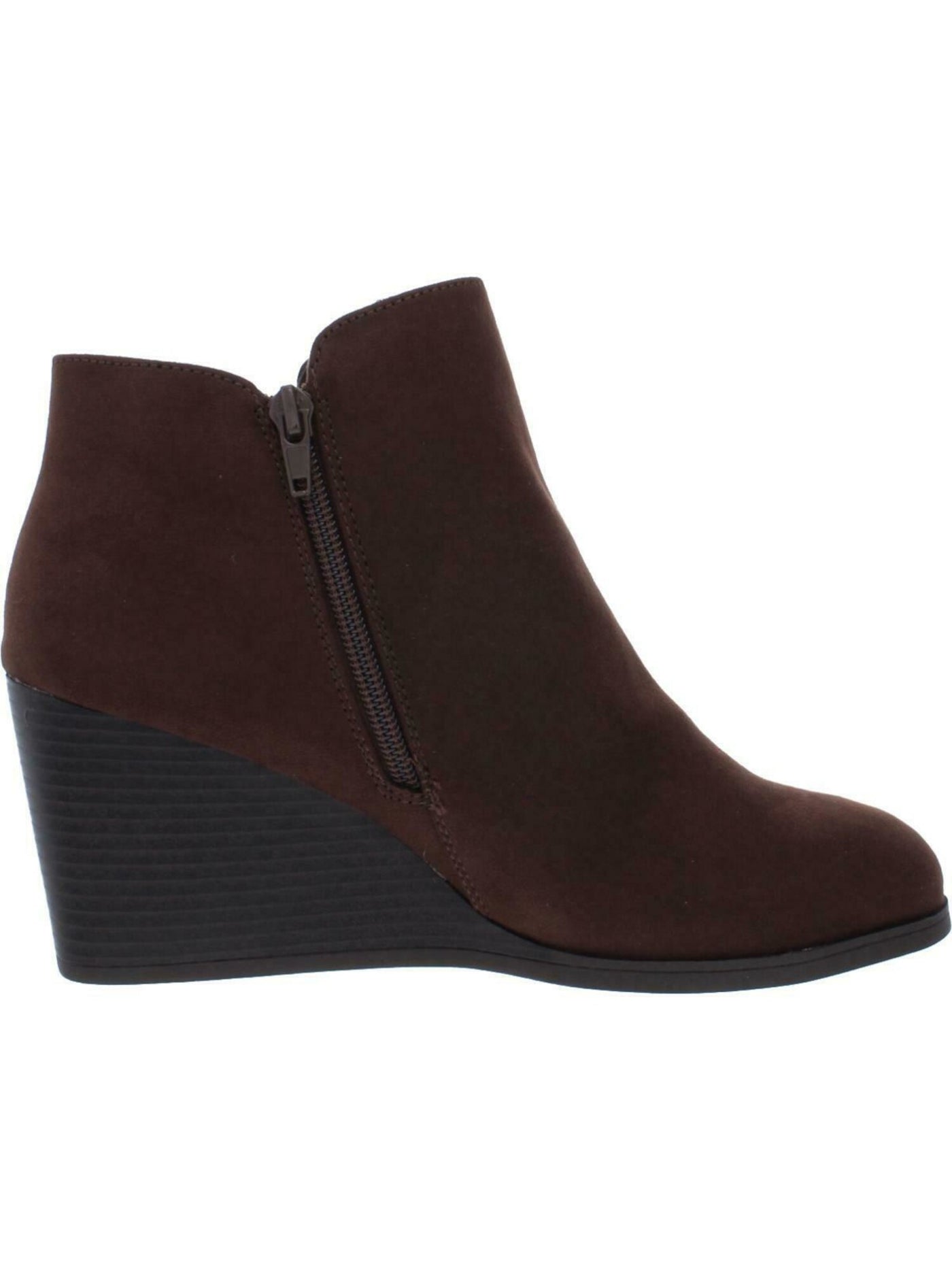 STYLE & COMPANY Womens Brown Arch Support Round Toe Wedge Zip-Up Booties 7