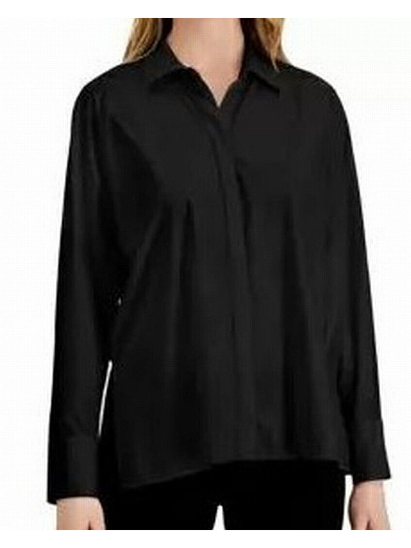 ALFANI Womens Black Cuffed Sleeve V Neck Wear To Work Blouse Petites P\S