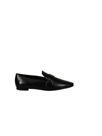 VIA SPIGA Womens Black Padded Adaline Square Toe Block Heel Slip On Leather Loafers Shoes 5.5 M