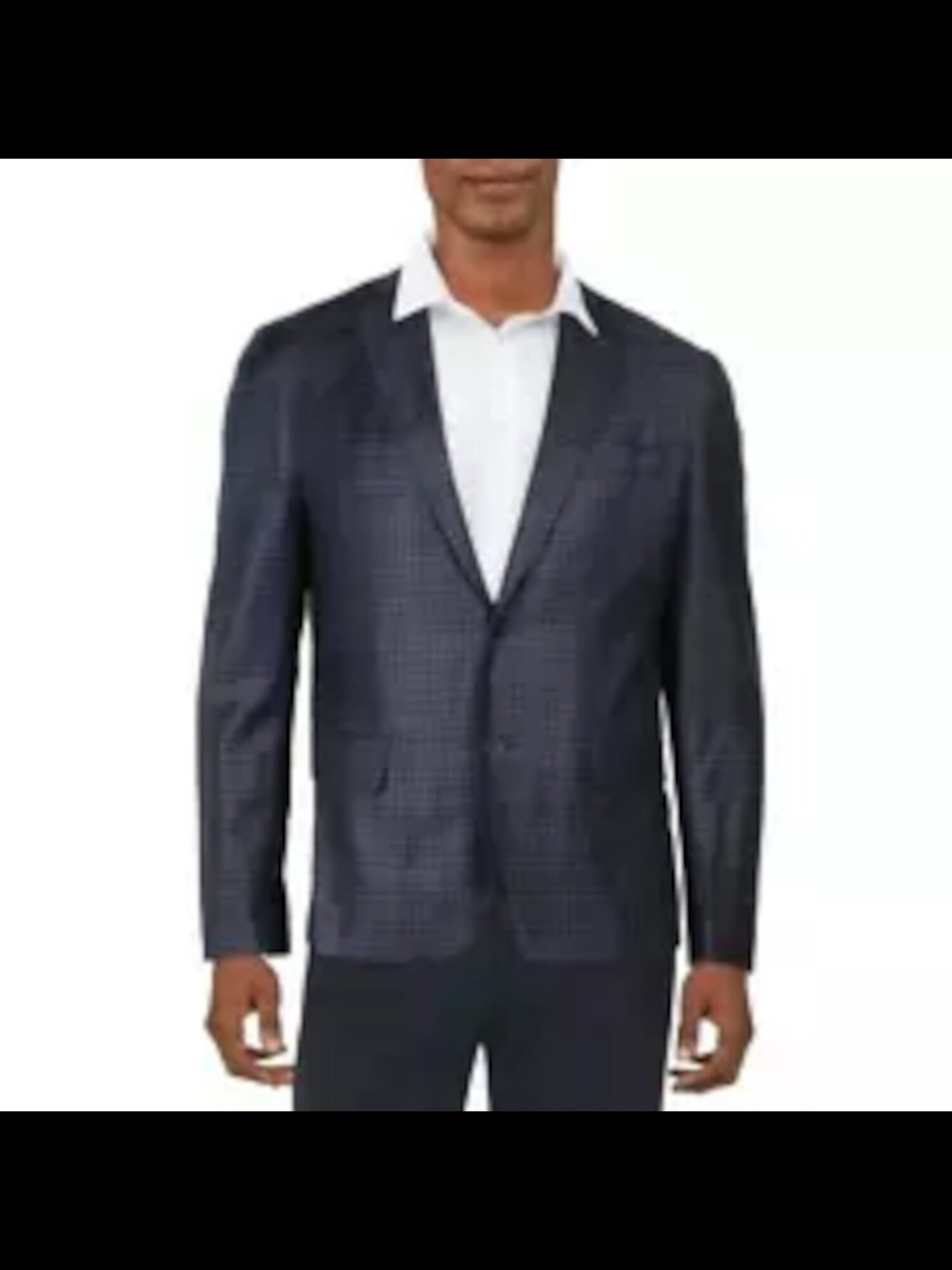 THE MENS STORE Mens Navy Single Breasted, Gradient Check Slim Fit Suit Blazer 40R