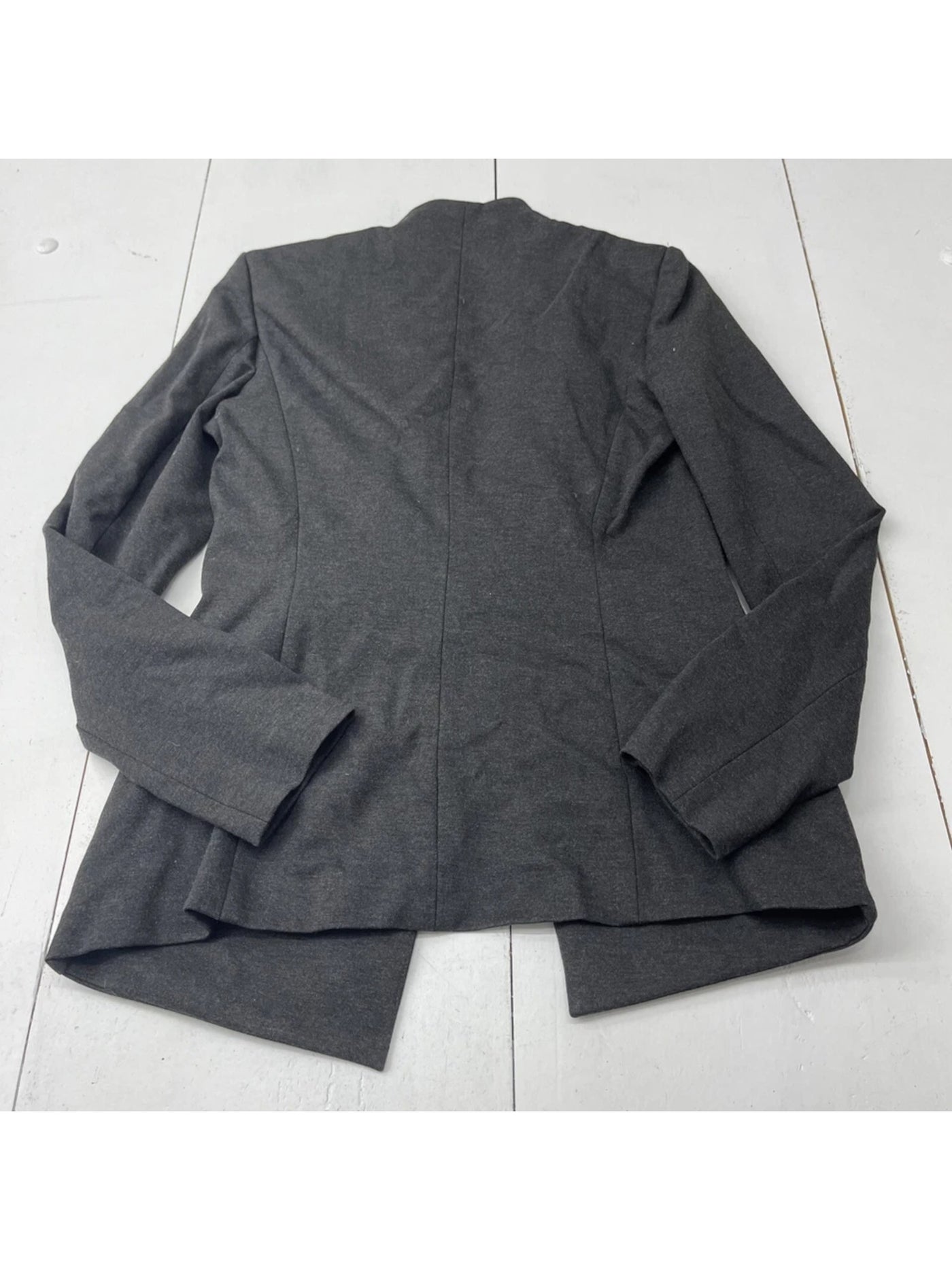 CALVIN KLEIN Womens Gray Pocketed Open Front Shoulder Pads Heather Wear To Work Blazer Jacket 0