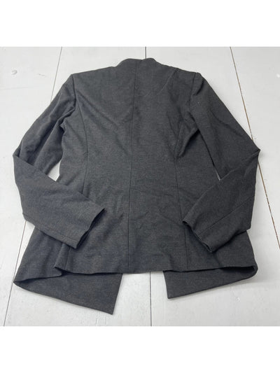 CALVIN KLEIN Womens Gray Pocketed Open Front Shoulder Pads Heather Wear To Work Blazer Jacket 0