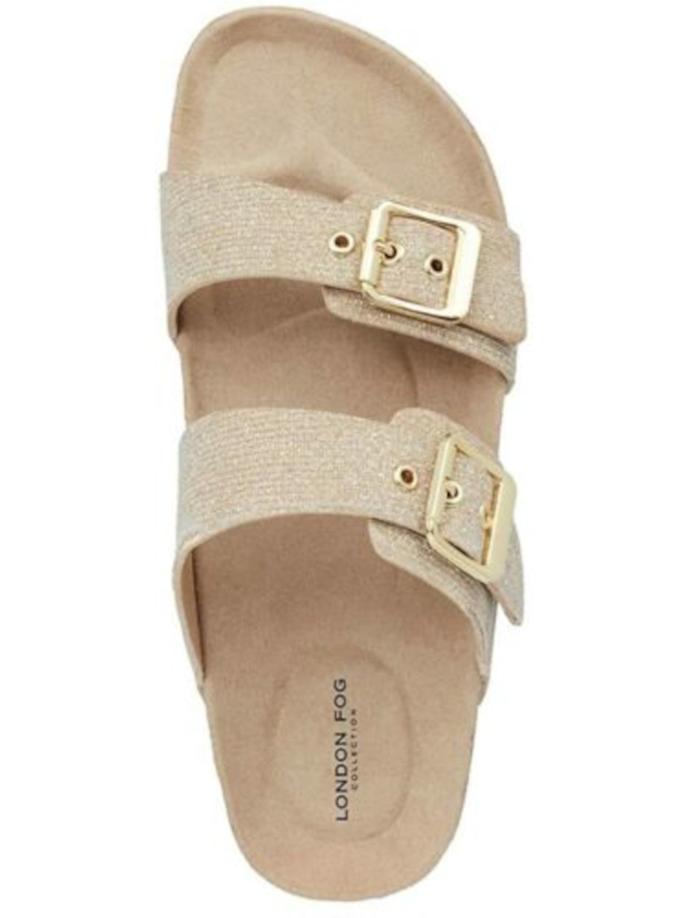 JONES NY Womens Gold Cork Jute Trim Buckle Accent Arch Support Weslee Round Toe Platform Slip On Slide Sandals Shoes 8 M
