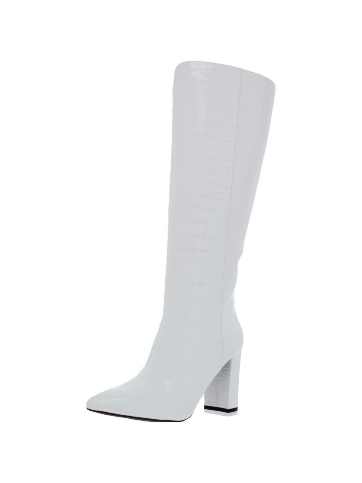 INC Womens White Animal Print Pointed Toe Block Heel Zip-Up Dress Boots 8 M