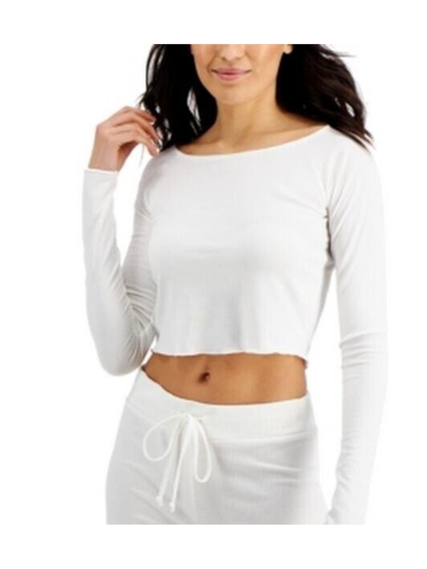JENNI INTIMATES Intimates White Cropped Sleep Shirt Pajama Top M
