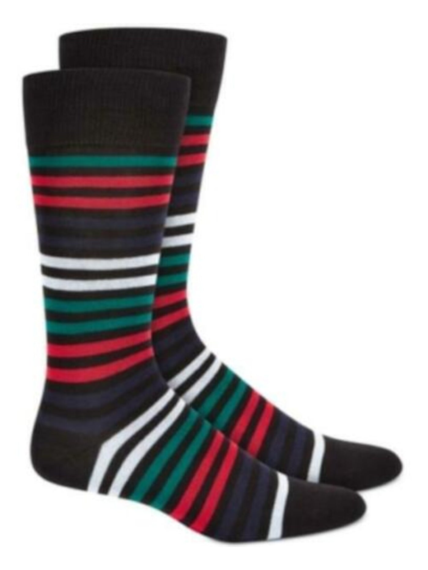 ALFANI Black Striped Seamless Dress Crew Socks 10-13