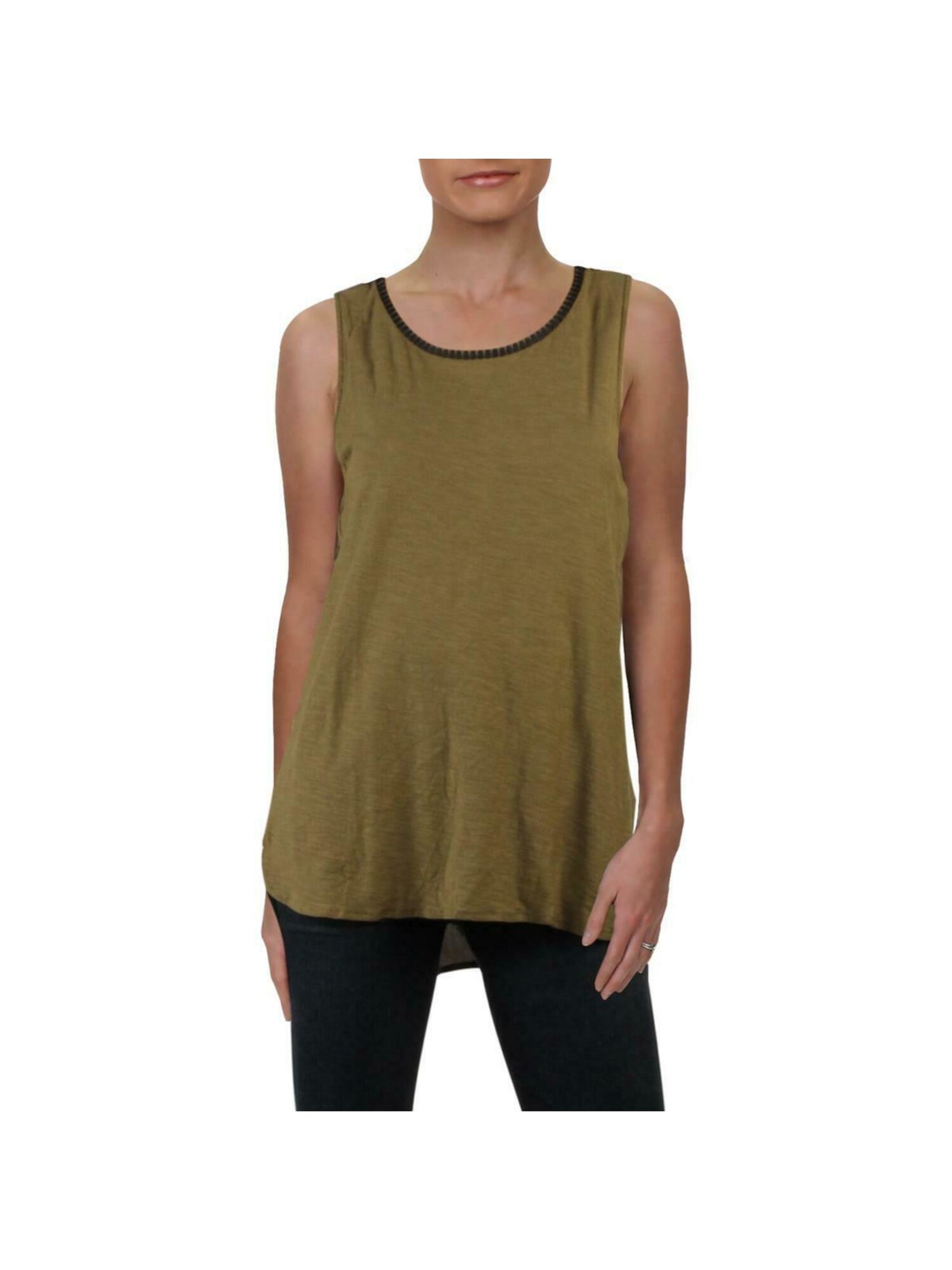 VINCE CAMUTO Womens Green Sleeveless Jewel Neck Top Size: S