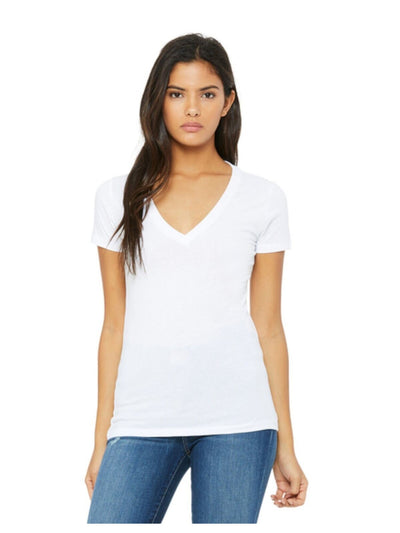 DOLAN Womens White Textured Ribbed Neckline Short Sleeve V Neck T-Shirt S