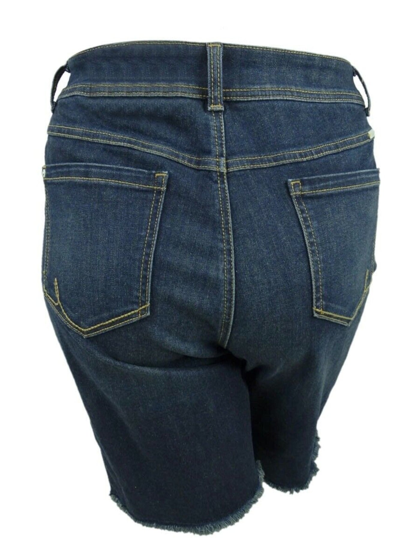INC DENIM Womens Blue Stretch Pocketed Zippered No Gap Waistband Distress Bermuda Shorts 0\25