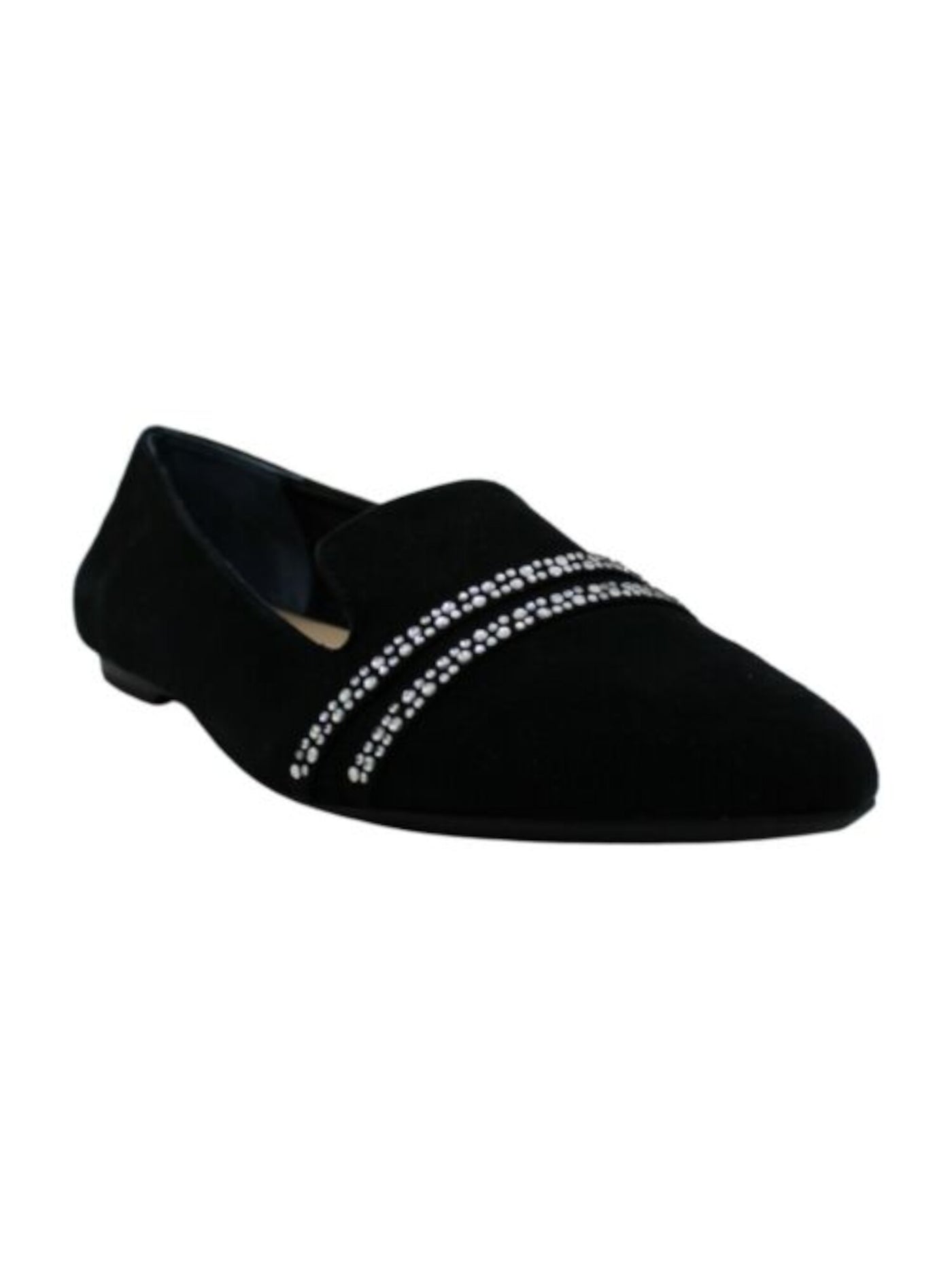 ALFANI Womens Black Step 'N Flex Technology Rhinestone Poee Pointed Toe Slip On Leather Loafers Shoes 9.5 M