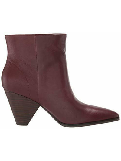 LUCKY BRAND Womens Maroon Pointed Toe Cone Heel Booties 5