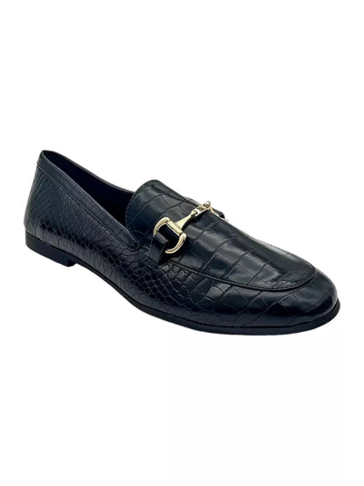 ALFANI Womens Black Solid Croc Bit Hardware Flexible Cushioned Gayle Round Toe Slip On Dress Loafers Shoes 11 M
