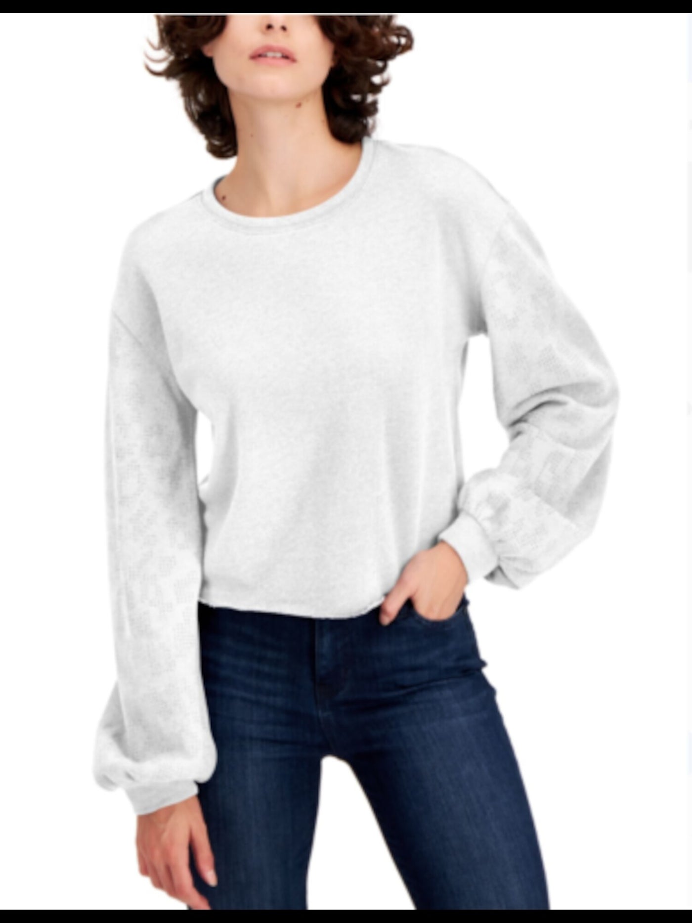 INC Womens White Embellished Sweatshirt Long Sleeve Crew Neck Sweater XL