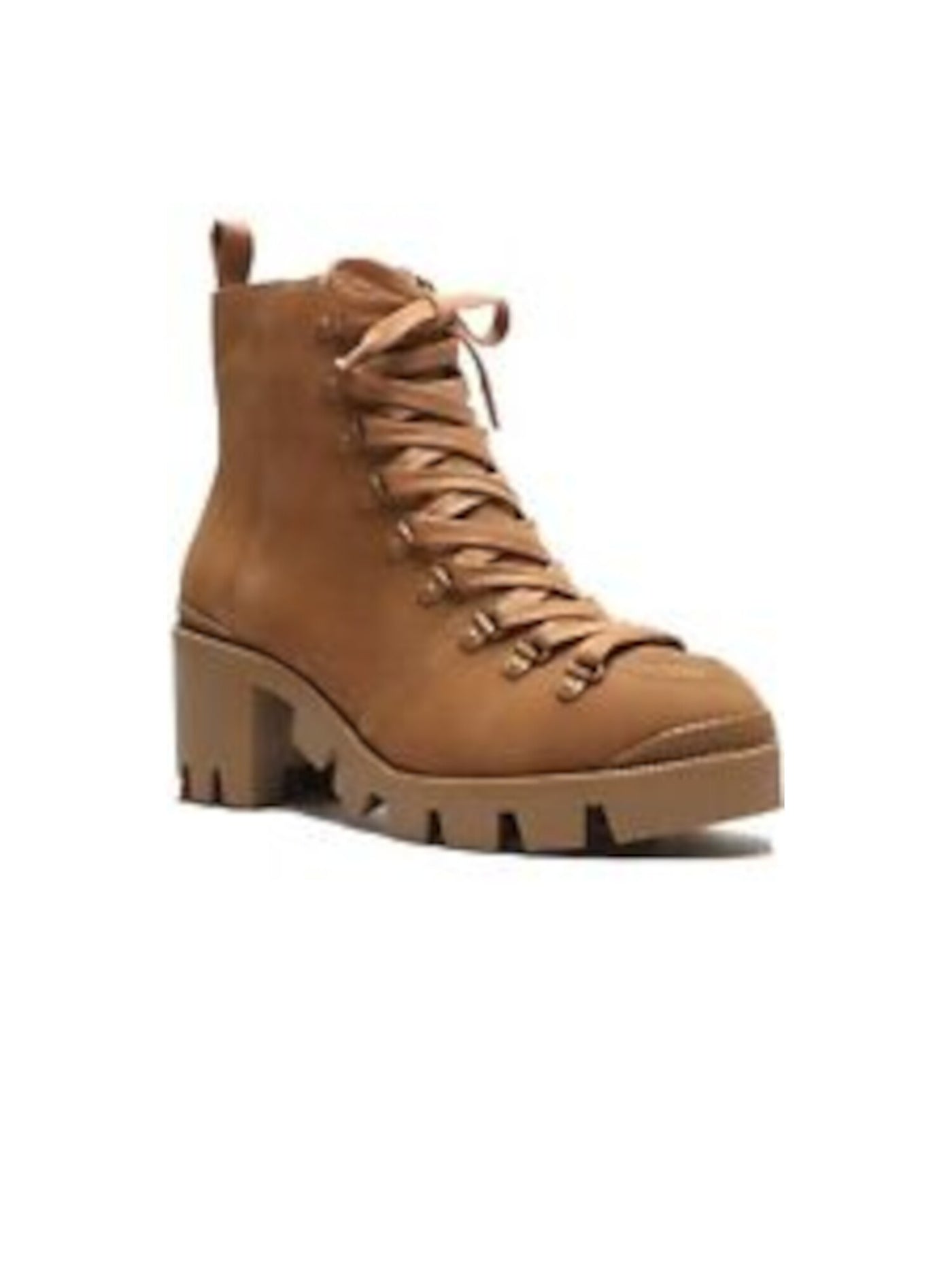 SCHUTZ Womens Hazel Brown Lace Up 1" Platform Lug Sole Xayane Round Toe Block Heel Zip-Up Leather Booties 6 B